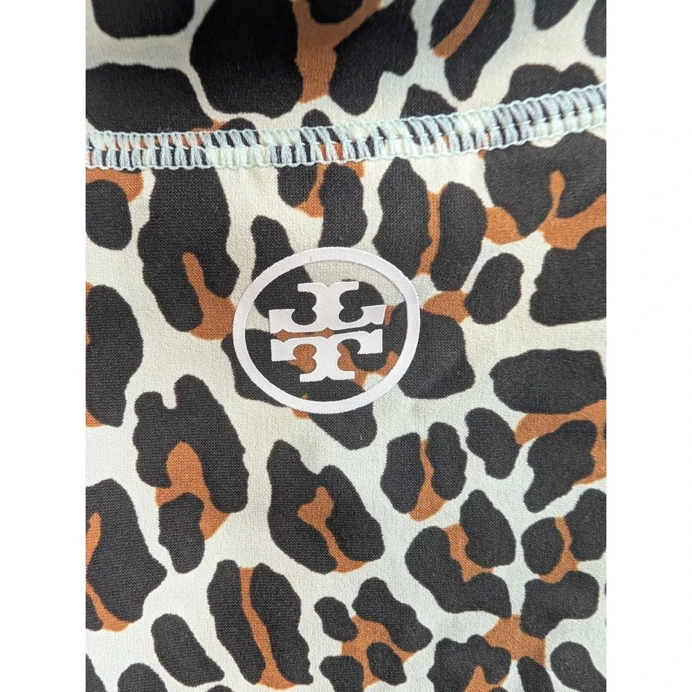 Tory Burch Rash Guard Women‎ Small Leopard Print Brown Long Sleeve Zip - Size S